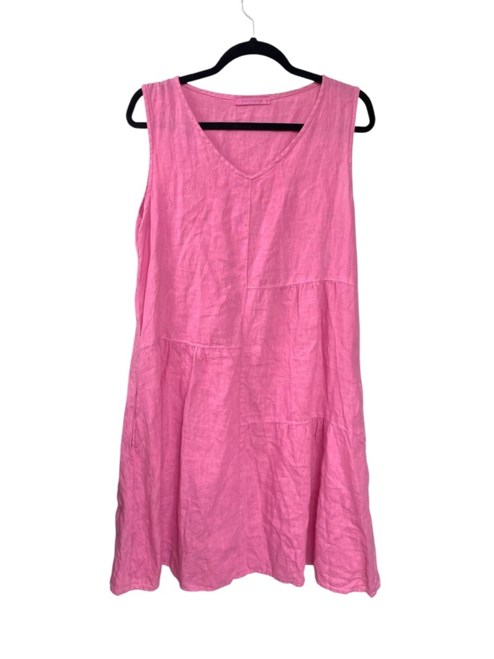 cut loose Pink Sleeveless Patch Linen Midi Dress
S